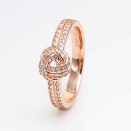 2024 Designer Pandoraring Dora's Band Rings love Rose Gold Shiny Love Fashion Concentric Knot Diamond Ring Female