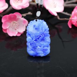 Pendants Natural Blue White Jade Dragon Pendant Necklace Chinese HandCarved Charm Jewelry Fashion Amulet Accessories for Men Women Gifts