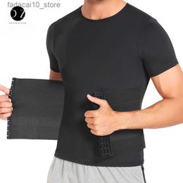 Waist Tummy Shaper Men's Body Shaper Waist Vest Double Belt Sweat Shirt Corset Tank Top Tummy Slimming Shapewear Fat Burn Fitness Suits Q240110