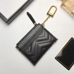 627064 fashion women key chain zipper Credit card Holders short wallet black pink genuine leather high quality mini wallet pure co313j