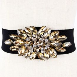 Luxury Rhinestone Dress belts for women Women Colourful Crystal Elastic Waistband Fashion Ladies Corset Summer Dress Accessories 240110