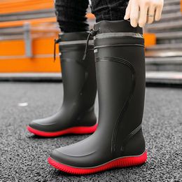 High Top Plus Veet Rain Men Rubber Waterproof Non-slip Men's Winter Black Outdoor Warm Fur Fishing Boots Man