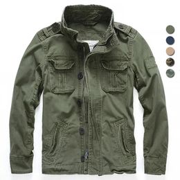 Men Military Jacket M65 Denim Retro Cargo Jacketes Outdoor Multi Pockets Camo Tops Field Casual Fashion Hiking Coats Uniform 240109