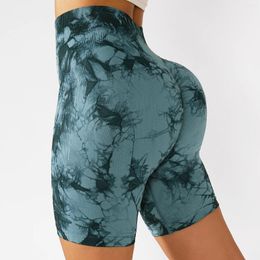 Active Shorts Women High Waist Compression BuLifting Moisture Wicking Training Yoga Scrunch Tie Dye Biker With Push Up