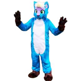 Halloween Blue Husky Fox Mascot Costume High Quality Customise Cartoon Plush Tooth Anime theme character Adult Size Christmas Carnival fancy dress