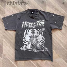 Men's T-shirts Good Quality Hellstar Studios Inner Peace Fashion T-shirt Men Skeleton Print Washed Women t Shirt Streetwear Tees Cx53 BDPA
