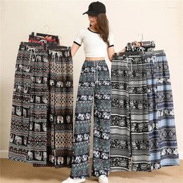 Women's Pants Women Wide Leg High Waist Elephant Print Pant Summer Thin Straight Trousers Casual Bottoms Female Clothing 2024 Fashion