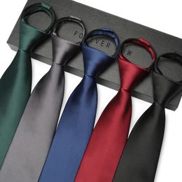 Brand High Quality Zipper Tie For Men Fashion Formal 8.5 Wide Business Suit Necktie Male Work Wedding Party Cravate Gift Box 240109