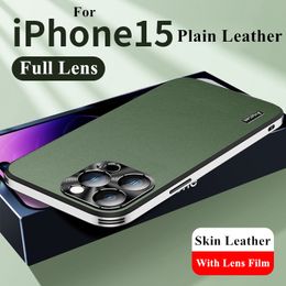 Genuine Brand Case For iphone 15 14 13 12 11 pro max plus Matte Leather Phone Back Case For iphone15 Cover Bumper