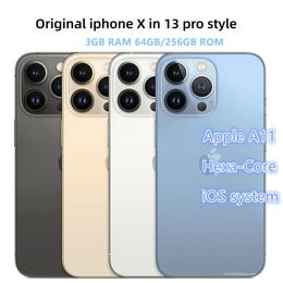 100% Apple Original Refurbished iphone X in 13 pro style phone Unlocked with 13pro box&Camera appearance 3G RAM 256GB ROM smartphone