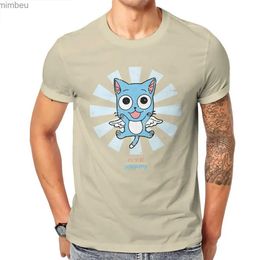 Men's T-Shirts Humorous Happy Fairy Tail Retro Japanese T-Shirt for Men O Neck Cotton T Shirt Short Sleeve Tee Shirt Printing TopsL240110