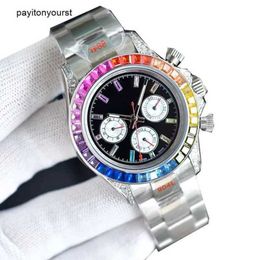 Rolaxs Watch Diamond Watches Rainbow Dial for Men Designer 40mm Mechanical Automatic Wristwatch 904l Stainless Steel Wristwatches Waterproof Orologi Di Lusso rj