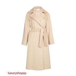 Maxmaras Women's Wrap Coat Camel Hair Coats Women's Beige Camel Hair Long Lace Up Coat RJ92