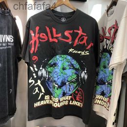 Men's T-shirts Vintage Hellstar Studios Tshirts Washed Ghost Face Earphone Earth Print Short Sleeve Hiphop Street Oversize T-shirt Men Women 230621 6v2j EQRU