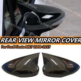 New Pair Side Wing Mirror Cover For Ford Fiesta MK7 2008 - 2017 Add On Side Rear View Mirror Cap Cover Car Accessories