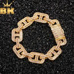 Bracelets TBTK Hiphop Miami 15mm Cuban Link Chain Bracelet Bling Iced Out Baguettecz Bangle Luxury Wrist Rapper Punk Jewellery Dropshipping