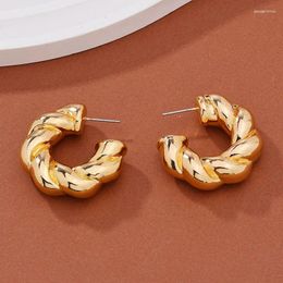 Dangle Earrings Trendy Geometric Twisted Thick Hoop Fashion Plated Gold Color Big Round Circle For Women Jewelry Gifts