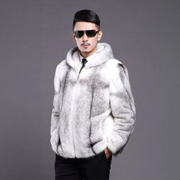 Luxury Winter Warm Faux Fur Coat Men Hooded Thick Fur Coat Jacket Plus Size Branded Zipper Designer Men's Clothing Slim Jackets 240110