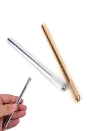 1Pc Permanent Stainless Steel Makeup Eyebrow Tattoo Manual Pen Microblading Pen Tattoo Machine Gold Sliver3457672