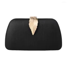 Evening Bags Women Elegant Wristlet Purse With Leaf Luxury Hobo Detachable Strap PU Leather Banquet Clubs Bag For Female