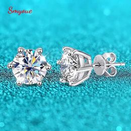 Stud Smyoue Rhodium Plated 0.1-3CT Moissanite Studs Earring for Women Sparkling Classic Wedding Jewellery S925 Sterling Silver GRA YQ240110