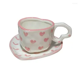 Mugs Cute Pink Coffee Cups Collection Tea Milk Mug Little Love Hearts Ceramic Porcelain Drinkwares Year Gift