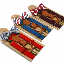 Baby Kid Suspenders with Bowtie Fashion Children Bow Tie Set Boy Braces Girl Adjustable Suspenders Baby Wedding Ties Accessories 240109