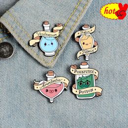 Medicijnfles Liefde magisch hart heks Oliedruppel Revers Broche Badge Pin Denim Tas Cadeau Mannen Vrouwen Mode-sieraden