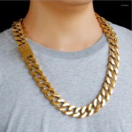 Chains 20MM Heavy Punk Retro Cuban Curb Link Chain Necklace Men Hiphop Classic Chunky Gold Plate Stainless Steel Bike Necklaces Jewelry