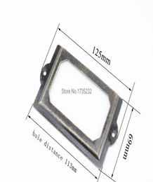 50pcs 12569mm Large card holder meta label frame vintage bronze decorating wood shelf edge tag sleeve drawer tag frame2230827