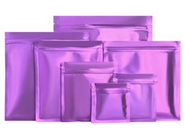 Matte Purple Flat Bottom Aluminium Foil Mylar Zipper Seal Packing Bags Multiple Sizes Dry Pet Foods Smellproof Packaging Pouches Re8196257