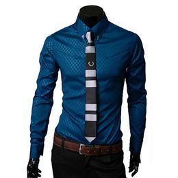 Men Plaid Shirts Solid Mens Dress Chequered Long Sleeve Slim White Shirt for Male Social Chemise Homme Clothing 240109