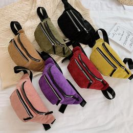 Corduroy Waist Bag Designer Zipper Chest Bag Sport Travel Girl Waist Belt Bags Fashion Phone Waist Pack for Women 240109