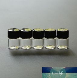 500PcsLot 1ml 2ml 3ml Essential Oil Glass Vial Small Sample Perfume Glass Bottle Oil Display Container With Black Cap8703310