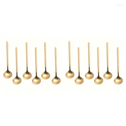 Coffee Scoops Stainless Steel 12Pcs Espresso Spoons Teaspoons For Sugar Dessert Cake Ice Cream Soup Antipasto (Gold)