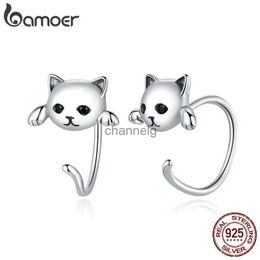 Stud BAMOER Genuine 925 Sterling Silver Minimalist Cute Tail Stud Earrings for Women Animal Fashion Jewellery Orecchini 4 Colours SCE965 YQ240110