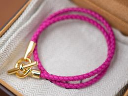 5A Charm Bracelets HM Genuine Leather Long Strap Bracelet in Colour 13 Fuchsia For Women With Dust Bag Box Size 16-21 Fendave