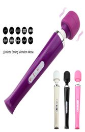 Powerful Vibrators Magic Massager 10 Speed Big Dildo Av Magic Wand Clit Vibrator Masturbation Anal Sexy Toys For Women 32 6cm Y19631211