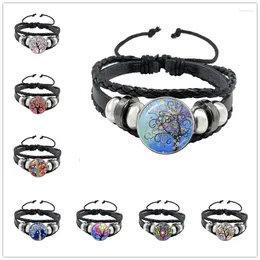 Charm Bracelets Beauty Colourful Tree Of Life Leather Rope Chain For Women Male Adjustable Bohemia Bangle Jewellery