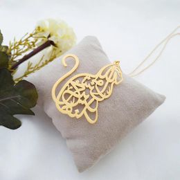Necklaces Arabic Calligraphy Necklace Cat Shape For Women Islamic Calligraphy Custom Name Pendant Arabic Monogram Jewelry Girl Gifts