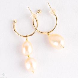 Dangle Earrings Natural Pink Baroque Pearl Earring 18k Ear Drop Classic Jewelry Accessories Party Women Fashion