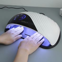 180W Modern1 UV Gel Nail Lamp LED Nail Dryer LCD Display Ice Lamps Curing Gel Polish Two Hands Lamp 69pcs Beads With Fan 240109