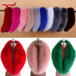 100% Real Fox Fur Collar Women Fashion Autumn Winter Warm Shawl Large Size Neck Warmer Fur Scarf Scarves Jacket Coat Universal 240110