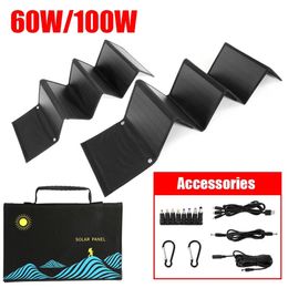100W Solar Panel Folding Bag USBDC Output Charger Portable Foldable Charging Device Outdoor Power Supply 240110