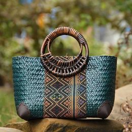 Totes New style str bag woven female Thailand rattan leisure vacation handbag smallstylishyslbags