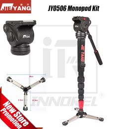 Monopods Jieyang Jy0506 Jy0506 Aluminum Alloy Professional Monopod Video Tripod for Camera with Fluid Hydraulic Damping Head Carry Bag