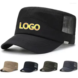 Ball Caps Print Logo Men Flat Top Army Outdoor Quick Drying Mesh Adjustable Baseball Cap Casual Women Breathable Snapback Dad Hats