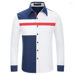 Men's Casual Shirts Autumn Slim Fit Flip Collar Three Color Long Sleeved Shirt