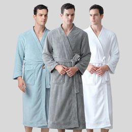 BALDAUREN Men's Coral Fleece Absorbent el Same Style Nightgown Bathrobe Pajamas Kimono Robe Autumn Winter Style 240110