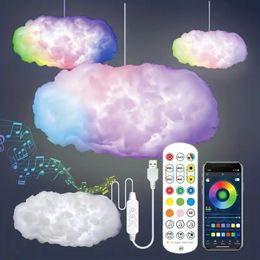 3D Big Cloud Light Kit, Music Sync RGB Multicolor Changing Strip Lights DIY Decorations Cloud Light Lamp For Gaming Room Home Bedroom Party Decor -1Pack